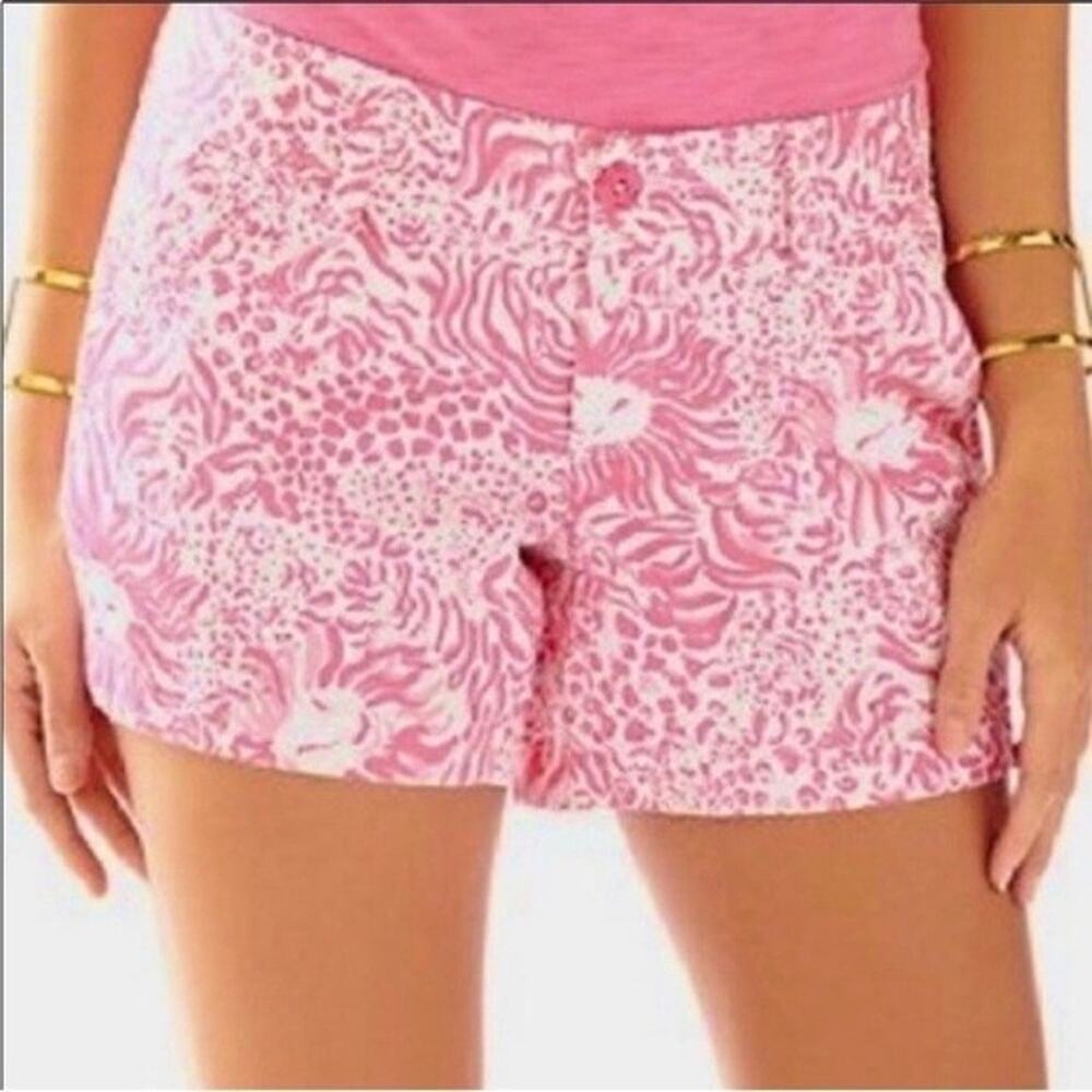 Lily Pulitzer Get Spotted Callahan Short Women's 12 Pink White Animal Print